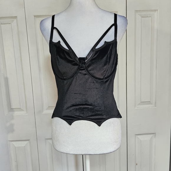 Dolls Kill Black Velvet Corset Camisole - Picture 3 of 7